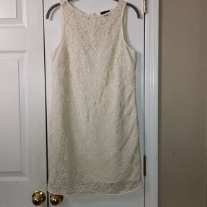 The Limited Brand Dress Ivory Crochet Sleeveless Midi Lined Dress Sz 6
